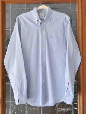Brooks Brothers Oxford Regent Button Down Shirt Blue Cotton 15.5 36